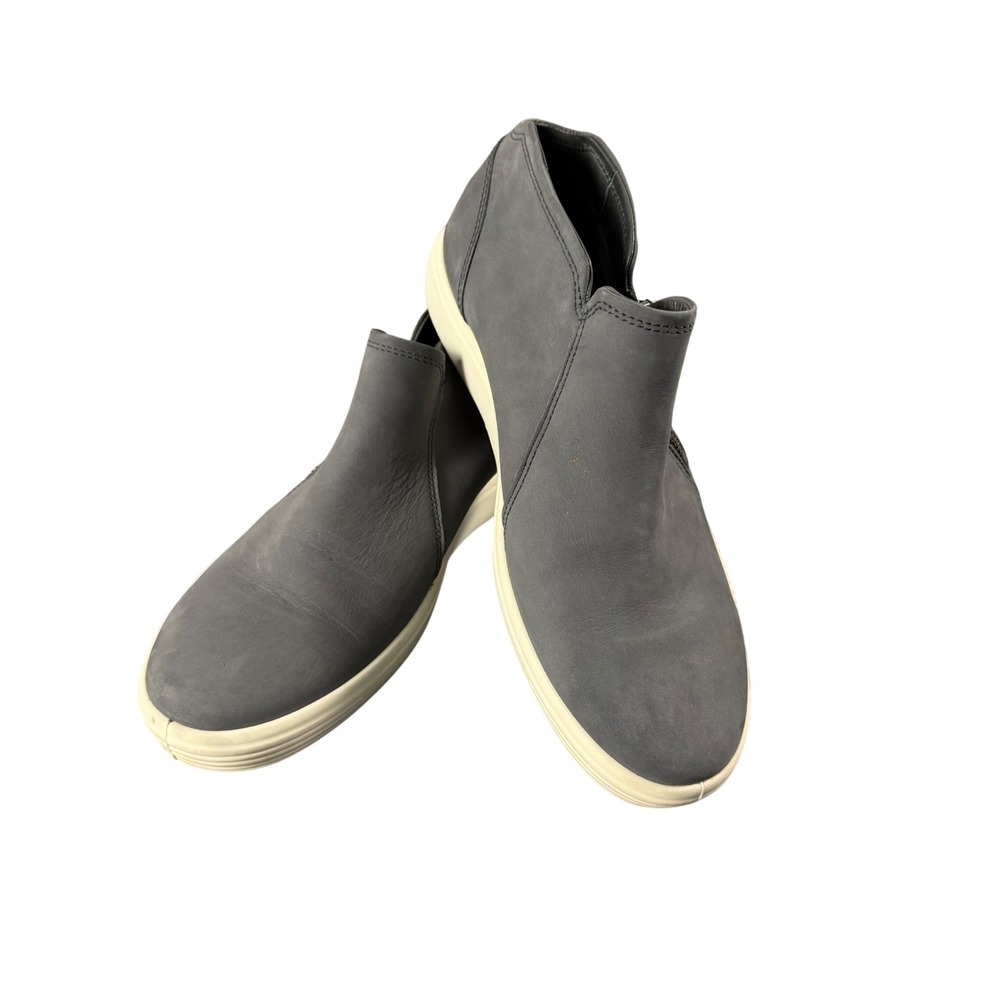 ECCO Soft 7 Tred Zip Booties Grey Nubuck Leather Ankle Boots Womens 38 7-7.5